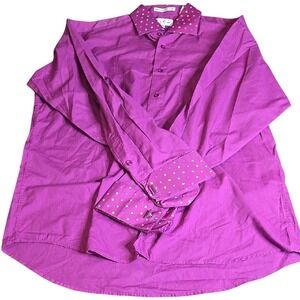 Karl Knox Button-down‎ Shirt Polka Dot Accents Mod Colorful Purple 16.5 34/35